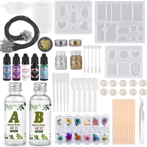 Clear Epoxy Resin Glue Silicone Molds Resin Mold Kit Dried Flowers For DIY Pendent Earring Necklace Jewelry Making Accessories