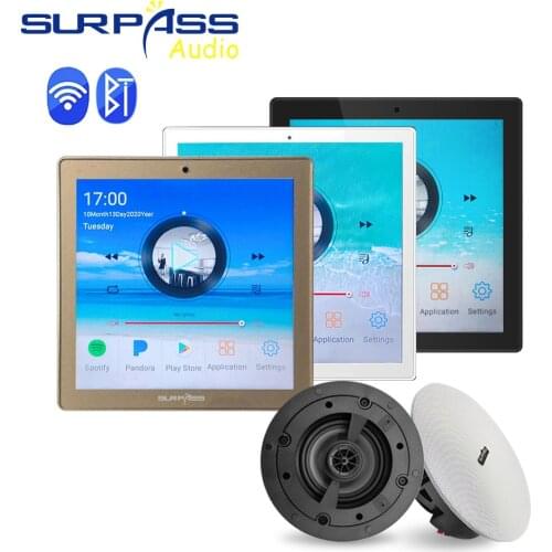 Touch Screen In Wall Amplifier Android System Bluetooth WiFi Fm Audio PA Ceiling Speaker HiFi Home Stereo Sound background Music