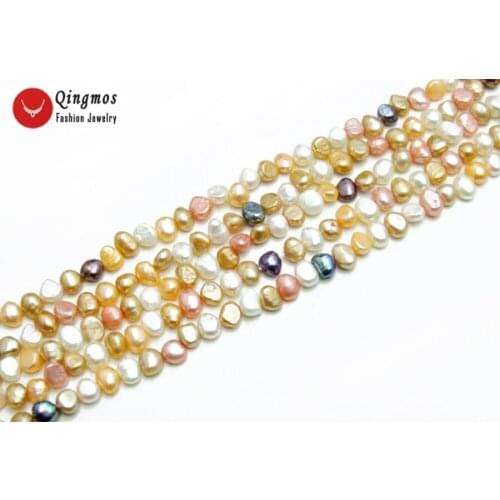 Small 6-7mm multicolor Baroque Natural Freshwater Pearl Loose Beads Strand 14''-los737 Wholesale/retail Free shipping