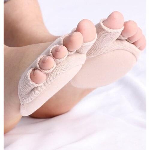 Five-finger Socks Women Socks Invisible Female Summer Open Toe Thickened Soles Foot Masssge Point Socks Cushions for Shoes