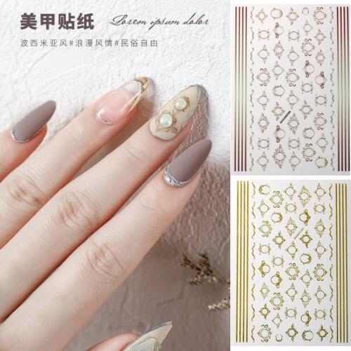 Newest WG415-05 retro flower design nail art sticker decal stamping back gule DIY nail decoration tools