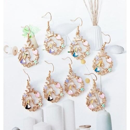 New hot sale cute love flower crown earrings noble symbol generous glamour female ear jewelry earrings