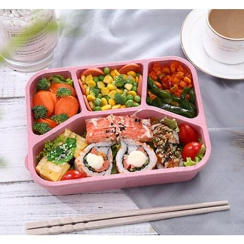New Wheat Straw Microwave Lunch Box Multi-grid High Capacity Bento Box Office Students Convenient Durable Kids Food Container