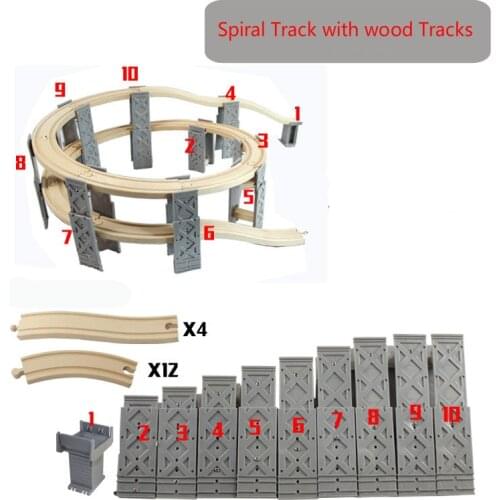 One Set Plastic Spiral Tracks Train Track Railway Accessories Bridge Piers Wood Bang S Track Compatibel All Wood Track Thom as B