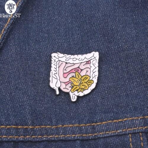Wholesale 10PCS/LOT Believe In Your Intestinal Anatomy Alloy Unisex Brooches For Women Accessories Brooch enamel pin