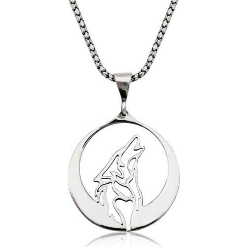 Real Silver 925 Jewelry Silver Gray Wolf Necklace