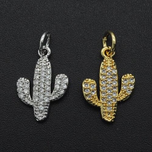 20x11mm 100% CZ Zircon DIY Jewelry Cactus Charm Pendant Wholesale Bracelet Making Charm Jewellwery Finding Supplies