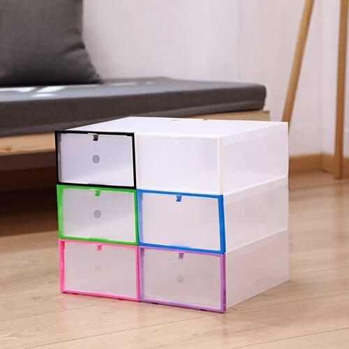 6pcs Transparent Shoe Box Btorage Shoes Boxes Thickened Dustproof Storage Shoes Organizer Superimposedcombination Shoe Cabinet