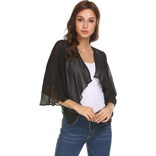 Chiffon Evening Jacket Women With Half Sleeves Bridesmaid Shrug Top Cover