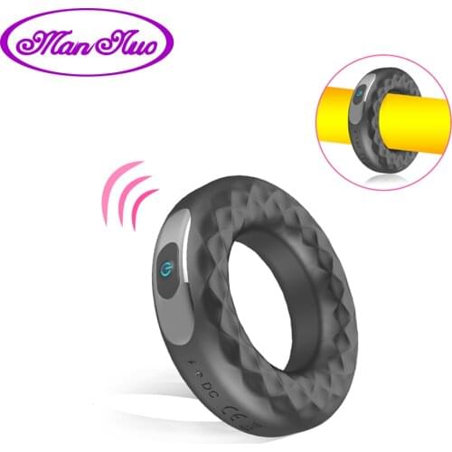 Silicone Penis Ring Vibrator Rechargeabke Vibrating Cock Rings Delay Ejaculation Erection Long Lasting Erotic Sex Toy for Men