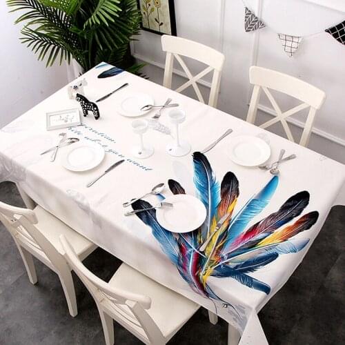 Nordic Style White and Black Geometric Animal Flamingo Pattern Table Cloth Rectangle Water-poof Tea Tablecloth