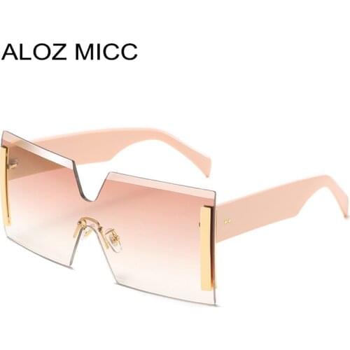 Vintage Rimless Square Sunglasses Women Fashion Big Frame Sun Glasses Men Brown Pink Shades Eyewear Female Trend Glasses UV400