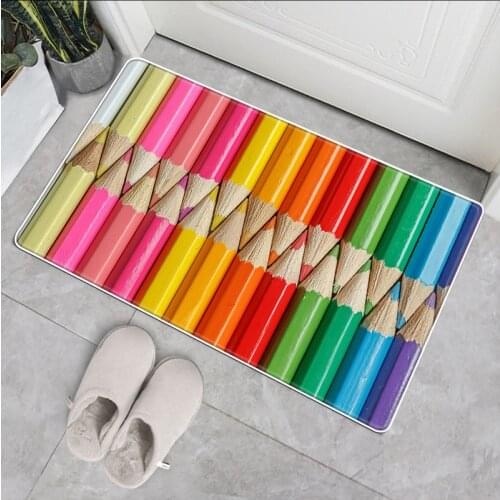 3D Print Modern Anti-slip Home Kitchen Mat Pencil Rug Bath Mats Absorption Doormat Entrance Balcony Tapis Living Room Carpet Hbo