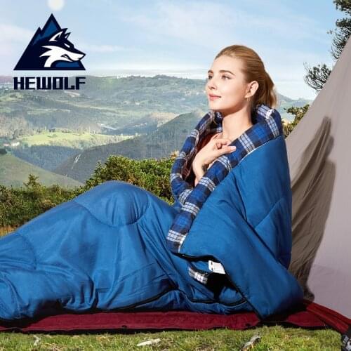 Hewolf Camping Sleeping Bag Winter Thickened Envelope Type Cotton Sleeping Bag Comfortable Brushed Fabric Warm Soft Sleeping Bag