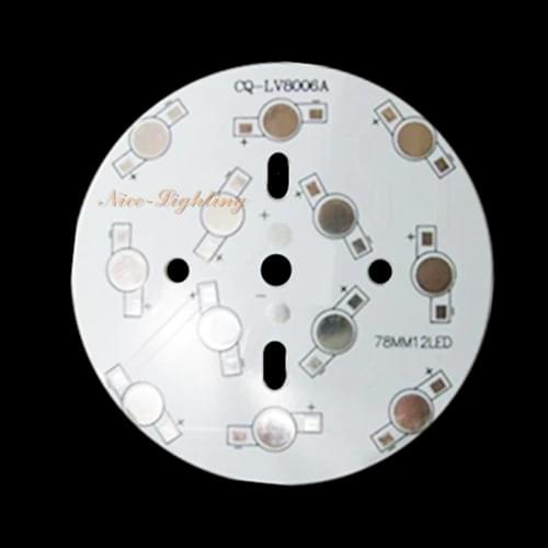 12W LED Aluminum Base Plate, 12x1w Anodized PCB, 78mm Diameter, High Power Heat Sink Panel