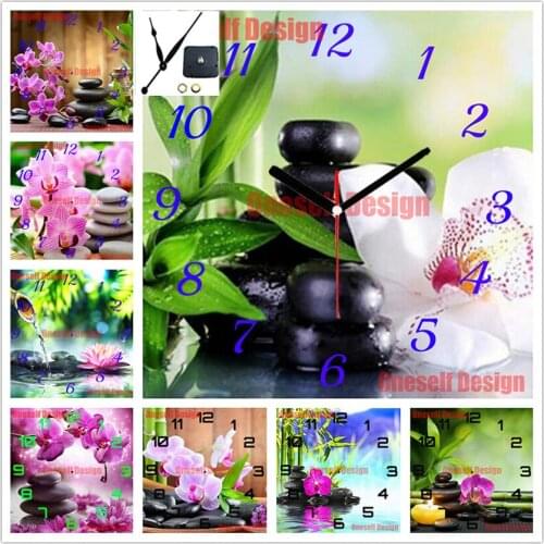 Decoration home with clock flower diamond painting cross stitch with clock flower diamond embroidery full set diamond mosaic