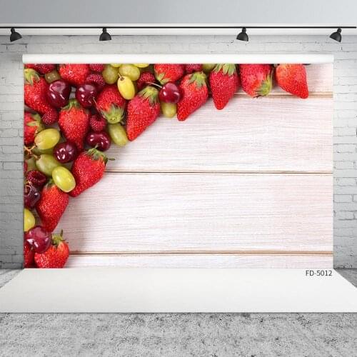 Strawberry Wooden Board Vinyl Backdrops Party Baby Newborn Portrait Cake Food Photography Backgrounds For Photocall Photo Studio