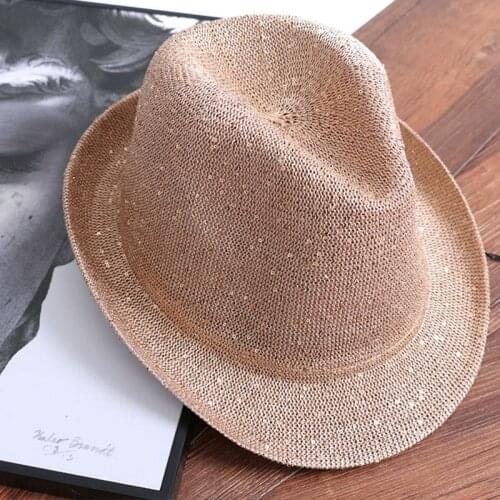 Breathable Fedora Hat Women New 2020 Casual Summer Paillette design Korean Jazz Hats Men Beach Sun Hat Chapeu Panama