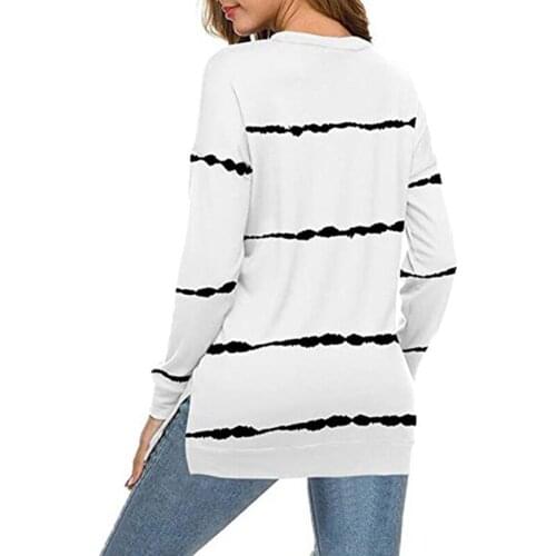 Autumn Spring Tops 4XL Large Size Women Tie Dye Stripe T Shirt Casual Long Sleeve Loose Tee Shirt Fashion Ladies Top 2020 New