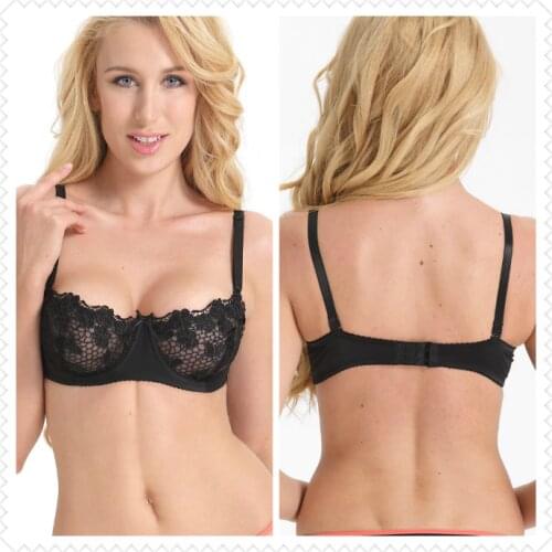 Womens Lingerie Lace Underwear Unlined Sheer Balconette Brassiere Underwire Lingerie Hot 3/4 cup thin underwear small Lingerie