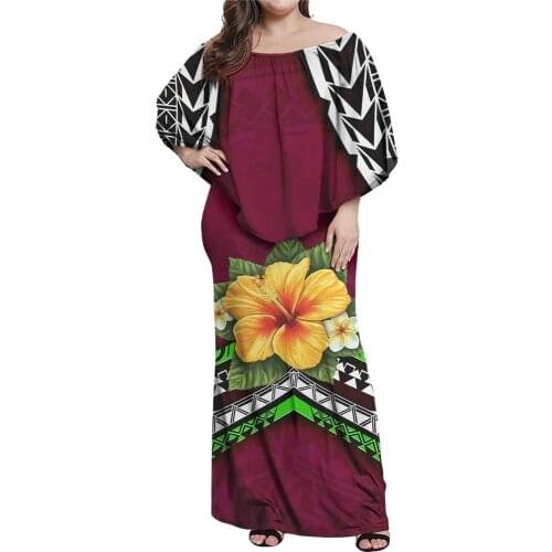 Hawaii Off Shoulder Long Sleeve Elegant Lady Maxi Dress 2021 Autumn Winter Party Club Bodycon Christmas Birthday Sexy Clothes