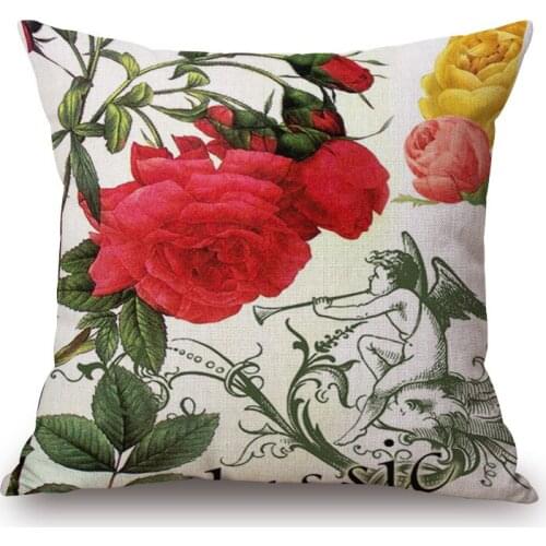 1 piece Fashion Retro Flower Pattern Vintage Seat hug pillow cover Decorative Home Chair Throw Pillow Case Cotton Linen 45x45cm