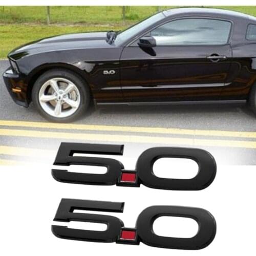 1 Pair for 2015-2020 Ford Mustang GT 5.0 Black 5.5 inch Fender Side Emblems