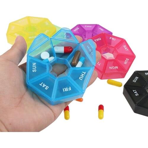 1Pcs Pill Case Plastic 7 Days Tablet Candy Box Portable Storage Tablet Holder Travel Organizer Pill Dispenser Container