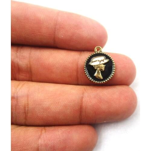 10 Pieces/Lot Diameter 13mm beauty Enamel Charms Beautiful girl For Jewelry Making Drop Oil DIY Handmade Pendant Fitting XL446