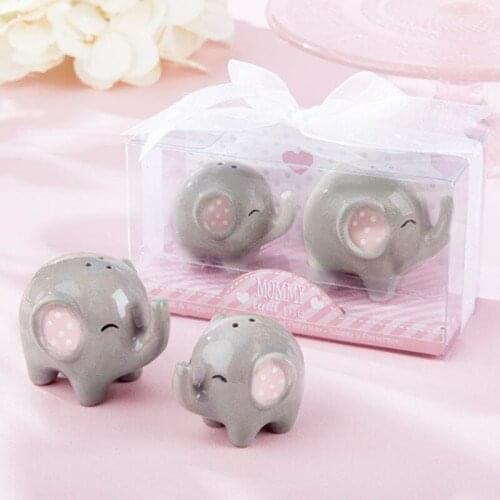 100 sets = 200 PCS New Arrival mommy and me lovely elephant salt pepper shaker wedding favor baby shower party gift present JF
