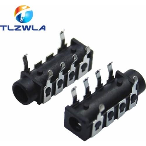 100Pcs 3.5mm 6Pin Stereo Headphone Audio Jack Earphone Socket Audio Socket PJ313 The 4 Section Of the 6 pin
