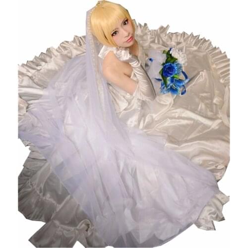 2018 Fate stay night Wedding Marriage Saber Lily Fate Zero Cosplay Costume Anime Dress