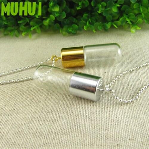3ML 4.5CM Creative Glass Bottle Pendant Necklace Perfume, essential oil Keep Small Bottle Necklaces For Women Collares 19191