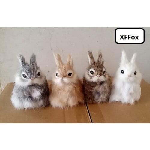 4 pieces a set real life rabbit models plastic&furs cute small rabbit dolls home decoration gift about 12x8cm xf1951