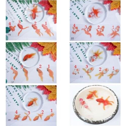 5 Sheets Gold Fish 3D Mold Resin Stickers Decal Landscape Decorative DIY Crafts Material Decoration Jewelry Filling Tools
