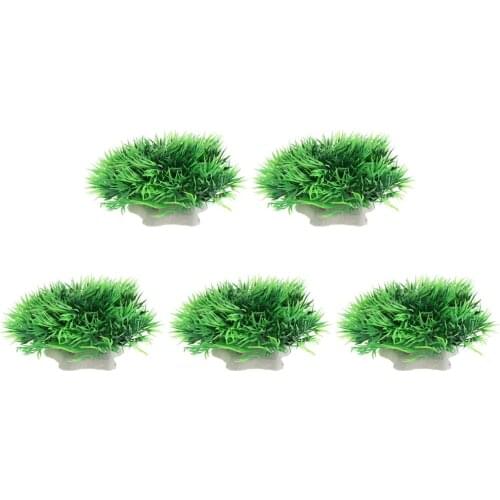 5pcs Aquarium Landscaping Resin Simulation Haystack Artificial Green Grass Fish