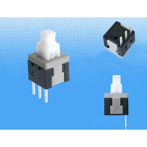 50pcs 5.8*5.8mm self locking switch reset switches 3pins push button key white DC 12V 0.1A wholesale price