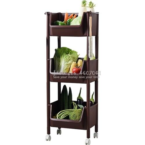 A,Japanese kitchen fruit and vegetable racks bathroom storage rack bedroom floor finishing plastic bathroom corner storage rack
