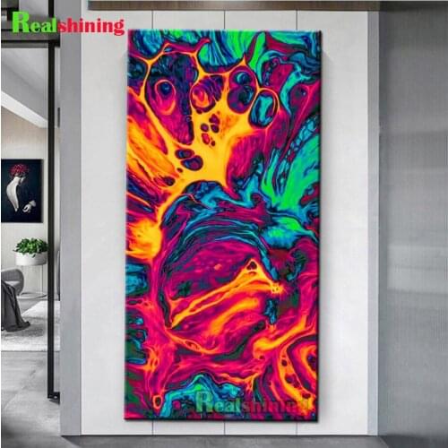 Abstract Red Magma diy Diamond painting Mosaic Diamond 3d picture Full Square round 5d DIY diamond Embroidery Wholesaler N2141