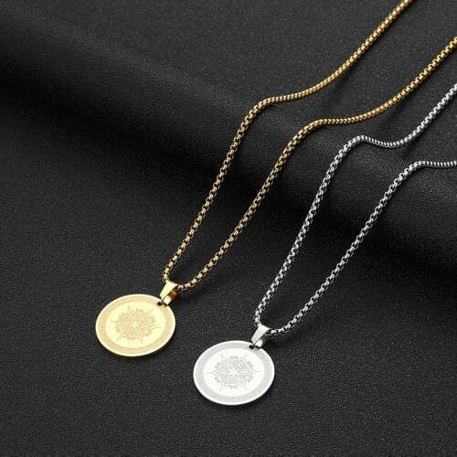 Cxwind Stainless Steel Aphrodites Flower of Life Talisman Pendant Necklace Amulet Fashion Chain Jewelry for Women Choker Gift