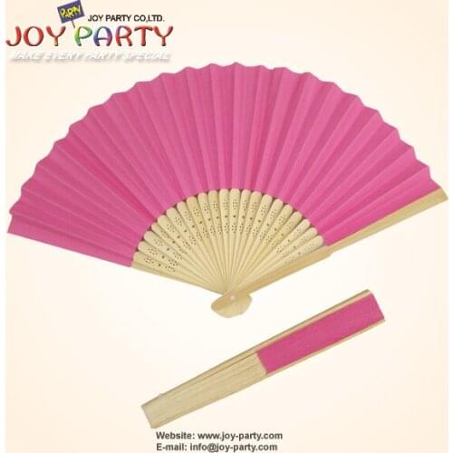 Free Shipping 150pcs/lot 21cm Rose/Fushia/Hot Pink color Paper Hand Fan Wedding Party DIY Decoration Promotion Gifts