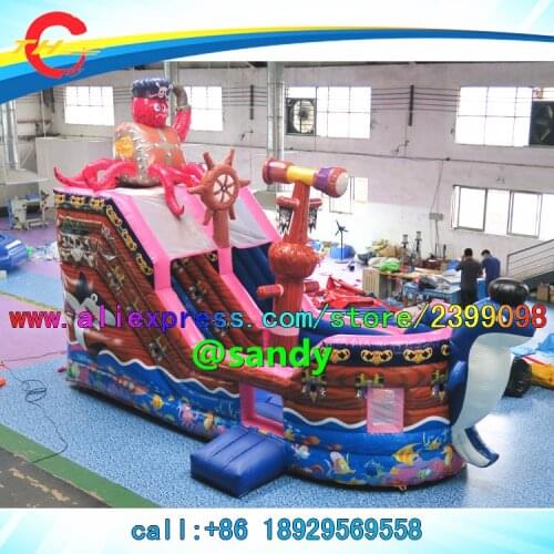 Free air ship to door,commercial rental kids inflatable bouncer jumper slide combo,inflatable priate ship slide