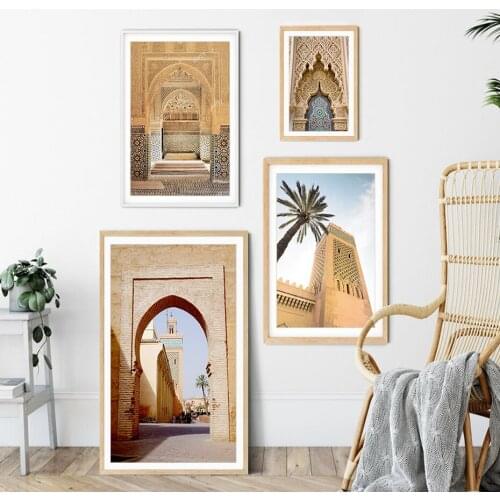 Bohemian Canvas Painting Islamic Calligraphy Astaka Moroccan Mosque There is no God, Except Allah Poster Bedroom Home Decoration