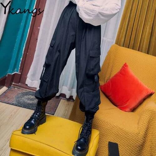 Streetwear Multi-pocket Cargo Pants Women Harajuku High Waist Harem Pants Trousers Women Vintage Joggers Sweatpants for Women