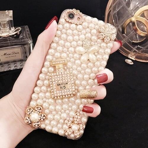 Women Girls Fashion Pearl Case For Huawei Nova 8 Pro P Smart 2021 Y7A 3D DIY Diamond Cover For Honor 30 Pro 9C Y9A Rhinestone