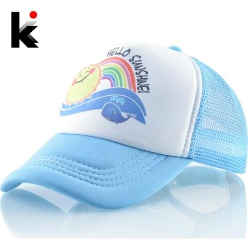 Kids Cute baseball Cap Summer Rainbow Printing Snapback Sun Visor Hats For Boys And Girls Children Outdoor Breathable Mesh Bone