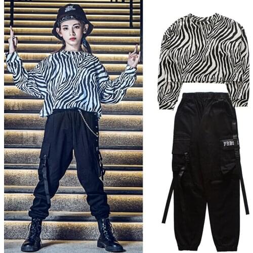 2021 Girls Jazz Modern Dance Costumes For Kids Long Sleeved Hiphop Pants Hip Hop Clothes Performance Stage Costumes Wear SL4581