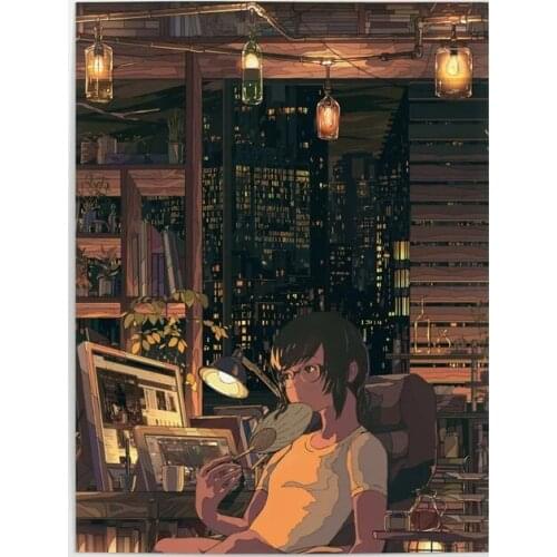 Home Decor Canvas Night View Prints Maiden Painting Poster Wall Building Art For Bedside Background Modular Pictures Framework