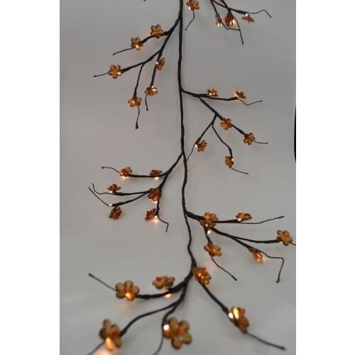3V Low Voltage Battery Acrylic Willow Garland 6Ft Bendable & Soft 60 PCs LED Warm White plus 60 PCs AA Standard Acrylic Flower