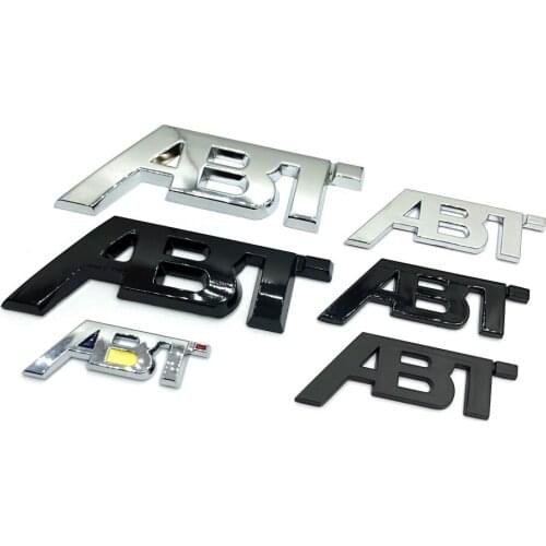 Chrome/Black Letters Emblem for ABT Car Styling Fender Side Badge Rear Trunk Boot Logo Sticker for VW Audi Q3 Q5 Q7 A3 A4 A5 A6